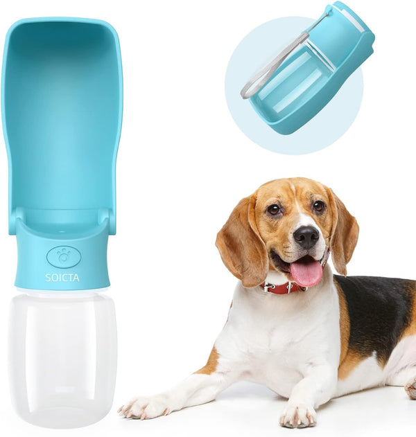 Portable Dog Water Bottle for Walking 19 OZ or 12 OZ Portable Pet Water Bottles for Puppy Small Medium Large Dogs Water Dispenser Dog Water Bowl Dog Accessories (19OZ Blue) (19 OZ Blue)