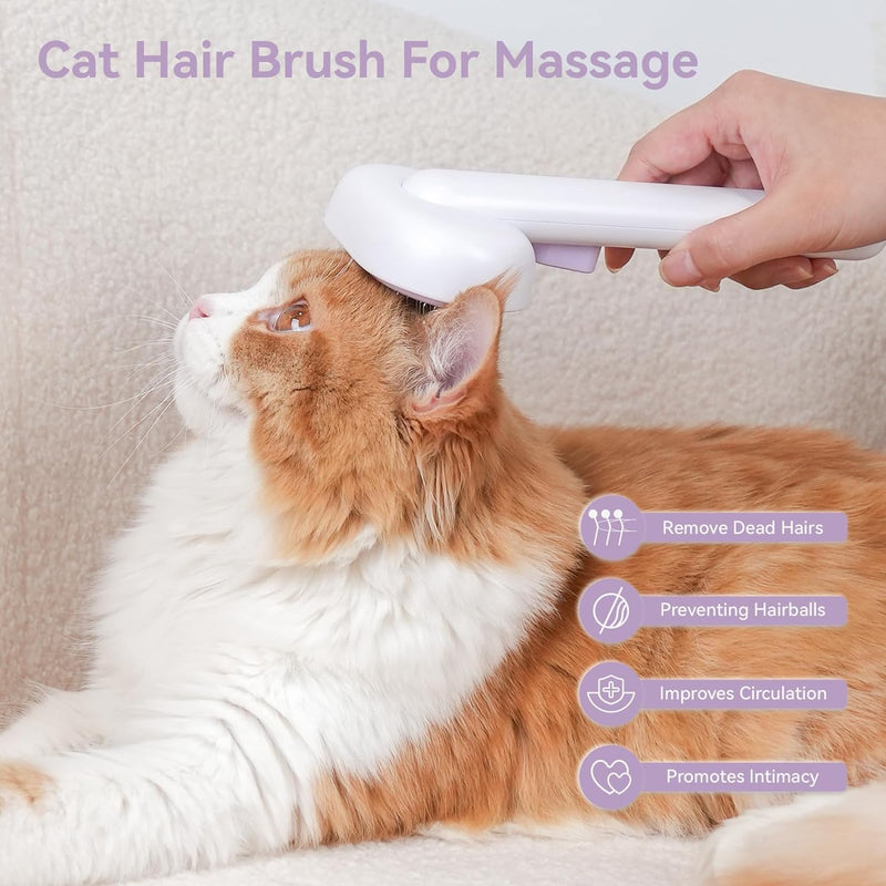 aumuca Cat Brush with Release Button, Cat Brushes for Indoor Cats Shedding, Cat Brush for Long or Short Haired Cats, Cat Grooming Brush Cat Comb for Kitten Rabbit Massage Removes Loose Fur