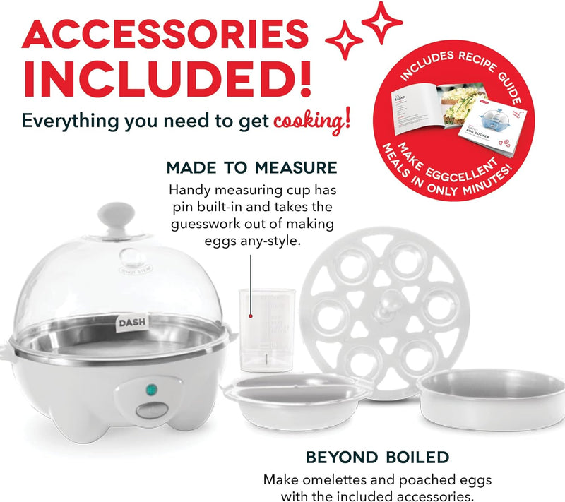 DASH Rapid Egg Cooker: 6 Egg Capacity Electric Egg Cooker for Hard Boiled Eggs, Poached Eggs, Scrambled Eggs, or Omelets with Auto Shut Off Feature - Aqua, 5.5 Inch (DEC005AQ)