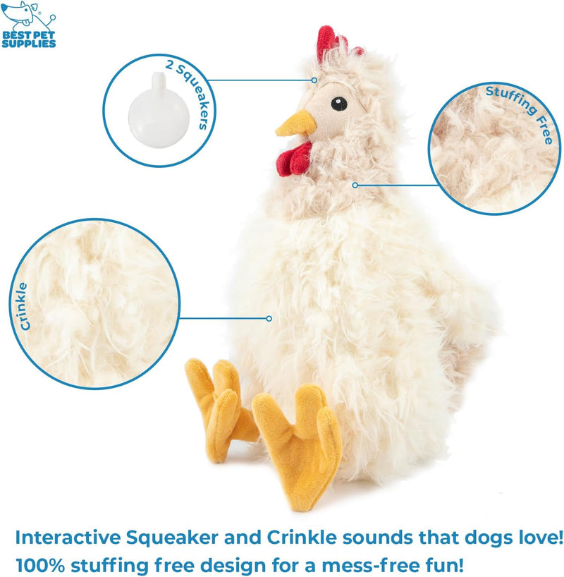 Best Pet Supplies Crinkle Dog Toy for Small, Medium, and Large Breeds, Cute No Stuffing Duck with Soft Squeaker, Fun for Indoor Puppies and Senior Pups, Plush No Mess Chew and Play - Yellow