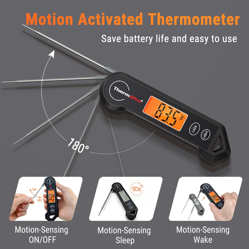 ThermoPro TP19H Digital Meat Thermometer for Cooking with Ambidextrous Backlit and Motion Sensing Kitchen Cooking Food Thermometer for BBQ Grill Smoker Oil Fry Candy Instant Read Thermometer