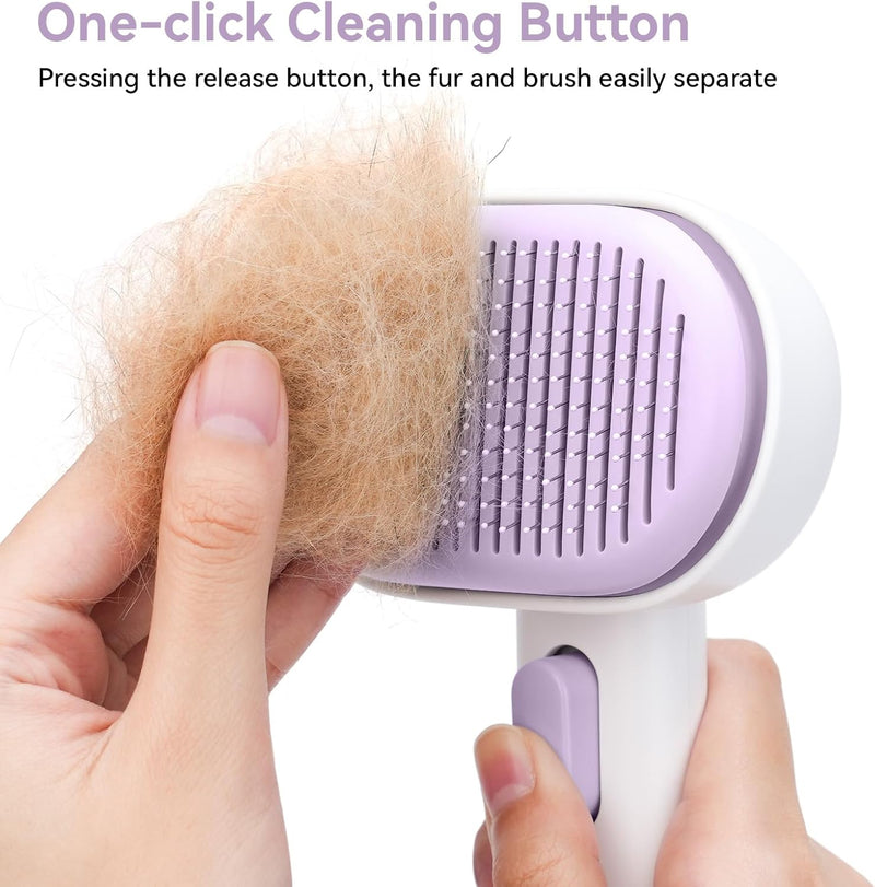 aumuca Cat Brush with Release Button, Cat Brushes for Indoor Cats Shedding, Cat Brush for Long or Short Haired Cats, Cat Grooming Brush Cat Comb for Kitten Rabbit Massage Removes Loose Fur