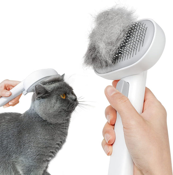 aumuca Cat Brush with Release Button, Cat Brushes for Indoor Cats Shedding, Cat Brush for Long or Short Haired Cats, Cat Grooming Brush Cat Comb for Kitten Rabbit Massage Removes Loose Fur