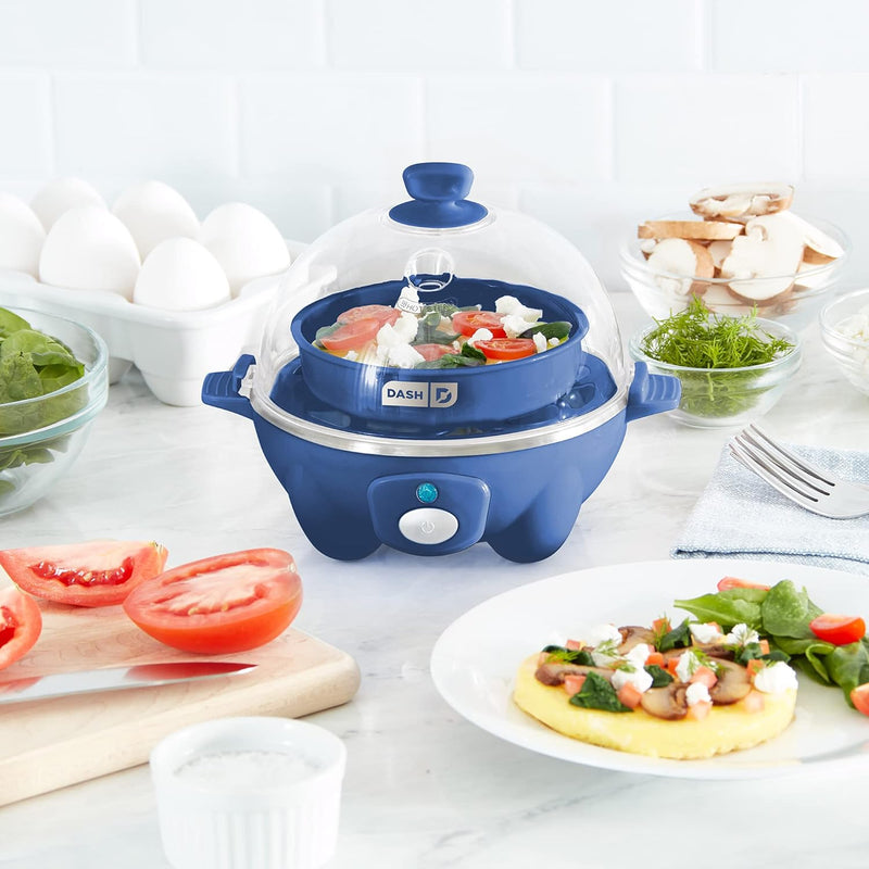 DASH Rapid Egg Cooker: 6 Egg Capacity Electric Egg Cooker for Hard Boiled Eggs, Poached Eggs, Scrambled Eggs, or Omelets with Auto Shut Off Feature - Aqua, 5.5 Inch (DEC005AQ)