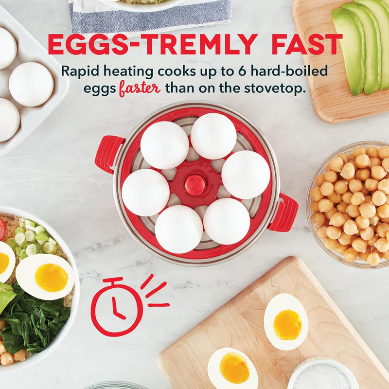 DASH Rapid Egg Cooker: 6 Egg Capacity Electric Egg Cooker for Hard Boiled Eggs, Poached Eggs, Scrambled Eggs, or Omelets with Auto Shut Off Feature - Aqua, 5.5 Inch (DEC005AQ)