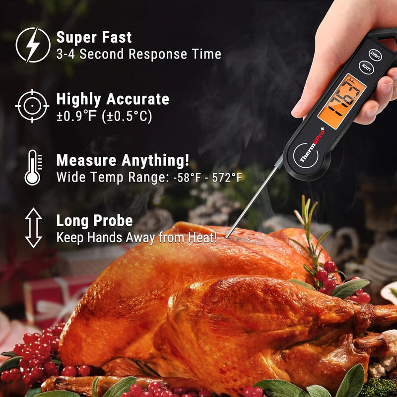 ThermoPro TP19H Digital Meat Thermometer for Cooking with Ambidextrous Backlit and Motion Sensing Kitchen Cooking Food Thermometer for BBQ Grill Smoker Oil Fry Candy Instant Read Thermometer