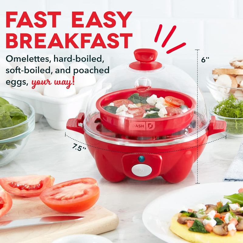 DASH Rapid Egg Cooker: 6 Egg Capacity Electric Egg Cooker for Hard Boiled Eggs, Poached Eggs, Scrambled Eggs, or Omelets with Auto Shut Off Feature - Aqua, 5.5 Inch (DEC005AQ)